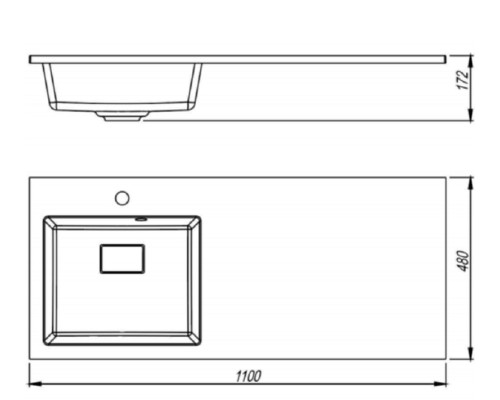 Раковина Florentina Аванти 110 L 10.310.0L110.001 с местом под стиральную машину цвет Белый
