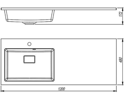 Раковина Florentina Аванти 120 L 10.310.0L120.302 с местом под стиральную машину цвет Антрацит