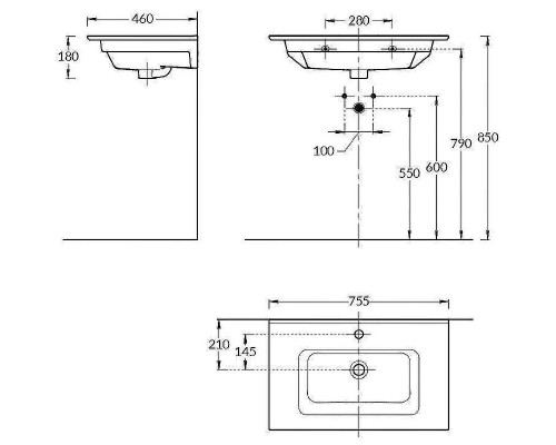 Раковина Kerama Marazzi Piano 75 PI.wb.75 Белая глянцевая