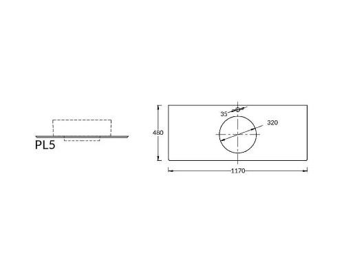 Столешница под раковину Kerama Marazzi Plaza Next Фондамента 120 PL5.DL500920R\120 Серый камень