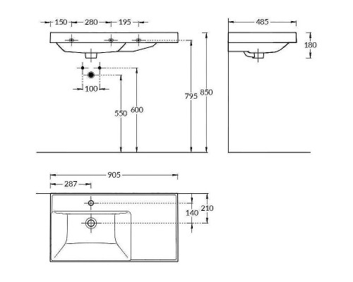 Раковина La Fenice Cubo 90 CU.NN.90L Белая