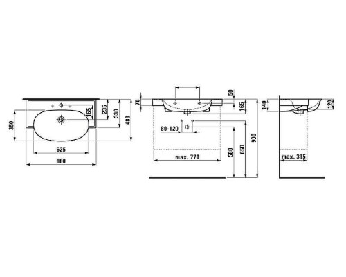 Раковина Laufen The New Classic 80 8.1385.5.400.104.1 Белая