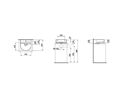 Раковина Laufen Sonar 40 8.1634.1.000.104.1 Белая