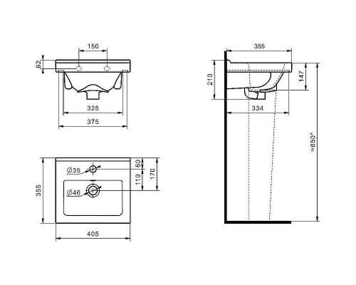 Раковина Onika Santeri Визит 40 1.3117.7.S00.11B.0 Белая