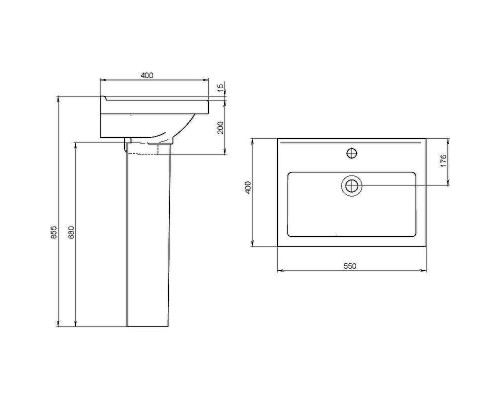 Раковина Onika Santeri Визит 55 1.3115.3.S00.11B.0 Белая