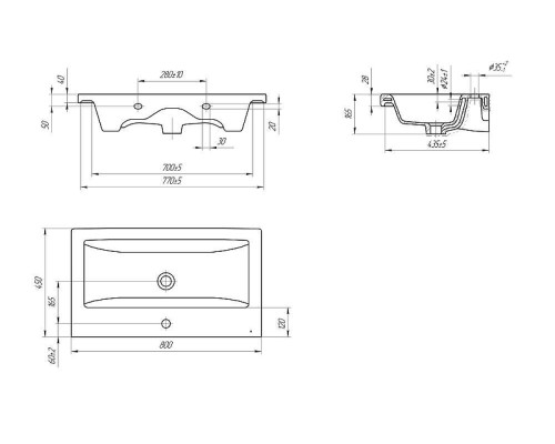 Раковина Onika Cersanit Como 80 UM-COM80/1 цвет Белый