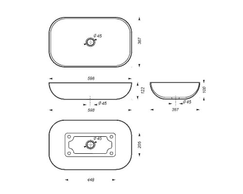 Раковина-чаша Sanita Luxe Infinity 60 WB.CT/Infinity/60-N/WHT.G/S1 Белая