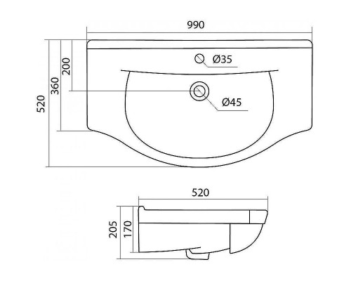 Раковина Stella Polar Santek Эльбрус 100 1WH110255 Белая