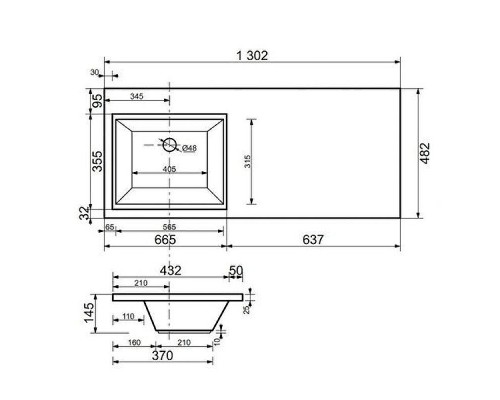 Раковина Style Line Estetus Даллас 130 L СС-00002391 с местом под стиральную машину Белая
