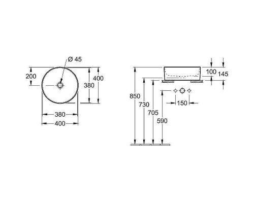 Раковина-чаша Villeroy&Boch Collaro 40 4A184001 Альпийский белый
