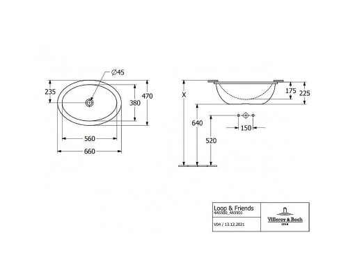 Раковина Villeroy&Boch Loop&Friends 56 4A5500R1 цвет Альпийский белый