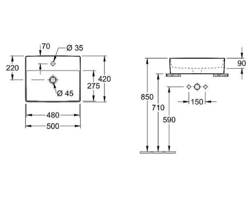 Раковина Villeroy&Boch Memento 2.0 50 4A075001 Альпийский белый