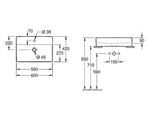 Раковина Villeroy&Boch Memento 2.0 60 4A076001 Альпийский белый