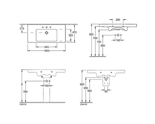 Раковина Villeroy&Boch Subway 2.0 100 7175A001 Альпийский белый
