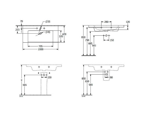 Раковина Villeroy&Boch Subway 3.0 100 4A70A501 Альпийский белый