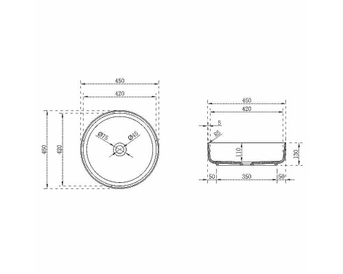 Раковина-чаша Vincea 45 VBS-6T16B Черная
