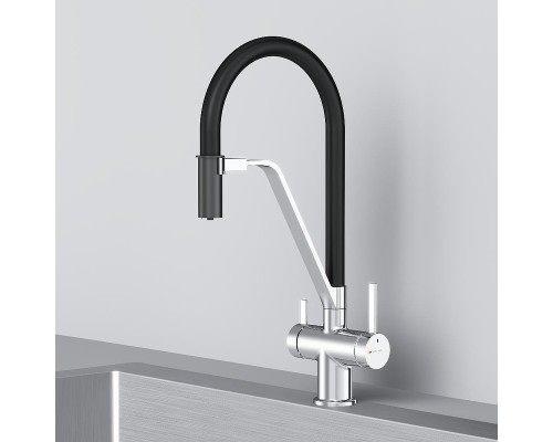 Смеситель для кухни AM.PM Func F8F07802 цвет Черный Хром