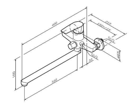 Смеситель для ванны AM.PM Gem F90A90000 универсальный Хром