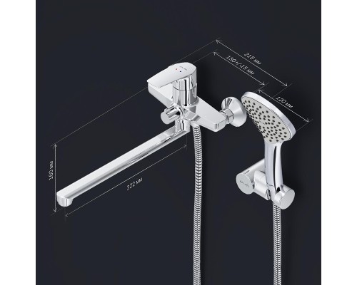 Смеситель для ванны AM.PM Gem F90A95000 универсальный Хром