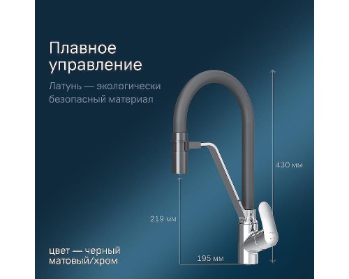 Смеситель для кухни AM.PM Like F8007802 Хром Черный