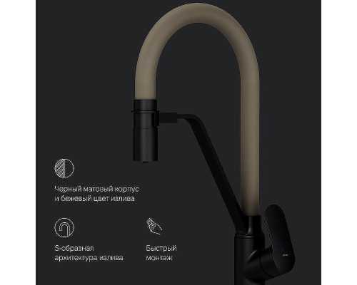 Смеситель для кухни AM.PM Like F8007826 Черный матовый Бежевый