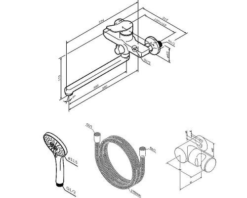 Смеситель для ванны AM.PM X-Joy F85A95000 универсальный Хром