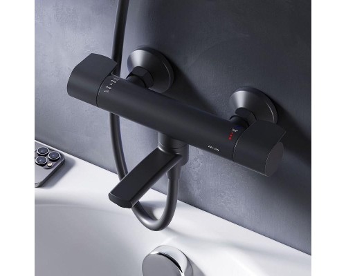 Смеситель для ванны AM.PM X-Joy F85A50022 с термостатом Черный матовый