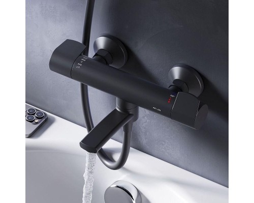 Смеситель для ванны AM.PM X-Joy F85A50022 с термостатом Черный матовый