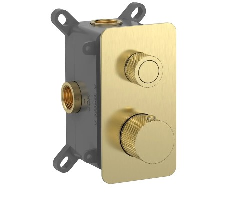 Смеситель для душа AQUAme AQM8810BG с термостатом цвет Шлифованное золото