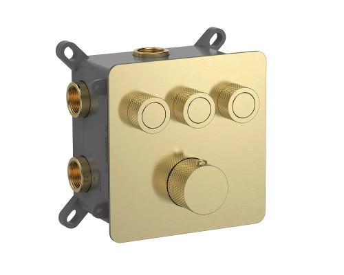 Смеситель для душа AQUAme AQM8812BG с термостатом цвет Шлифованное золото