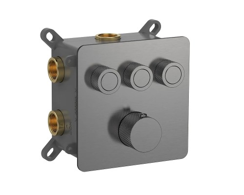 Смеситель для душа AQUAme AQM8812GM с термостатом цвет Шлифованный металл