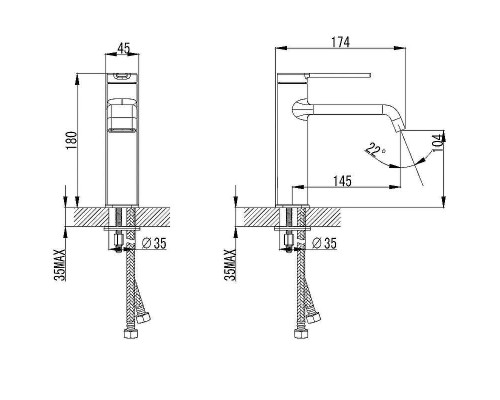 Смеситель для раковины AQUAme Asti AQM6410MB Черный матовый