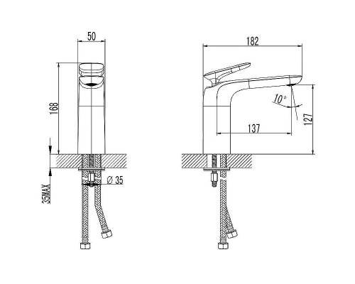 Смеситель для раковины AQUAme Como AQM6510MB Черный матовый