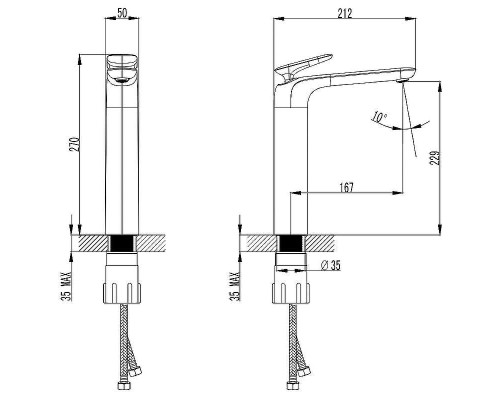 Смеситель для раковины AQUAme Como AQM6514MB Черный матовый