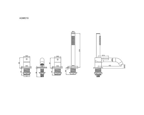Смеситель на борт ванны AQUAme Siena AQM6219GM цвет Оружейная сталь