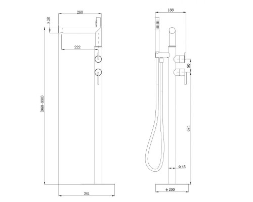 Смеситель для ванны Abber Perfekte 316 AF8A15BST цвет Сталь брашированная