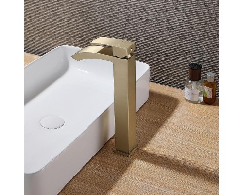 Смеситель для раковины Abber Wasserfall AF8611G Золото матовое