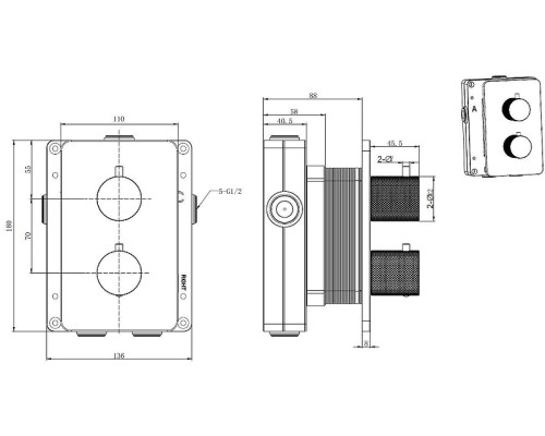 Смеситель для душа Allen Brau Priority 5.3U123-BN с термостатом цвет Никель