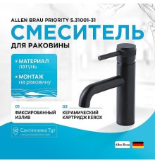 Смеситель для раковины Allen Brau Priority 5.31001-31 Черный матовый