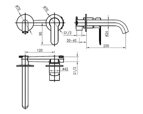 Смеситель для раковины Aquanet Passion AF300-12B 336185 Черный матовый
