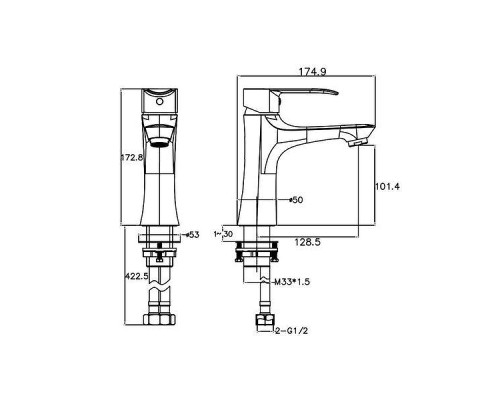 Смеситель для раковины Arrow AG4107 цвет Хром