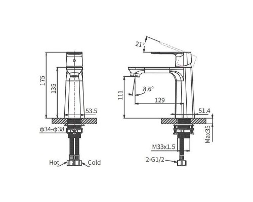 Смеситель для раковины Arrow AMP11848J цвет Золото