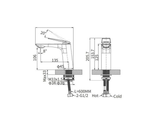 Смеситель для раковины Arrow AMP1145 цвет Хром