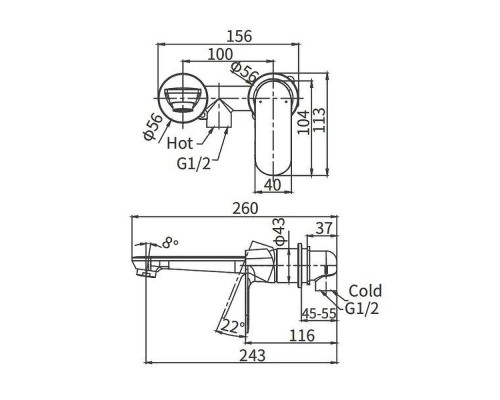 Смеситель для раковины Arrow ARM12848 цвет Хром