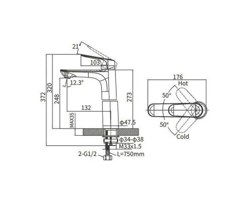 Смеситель для раковины Arrow AG4139CP цвет Хром
