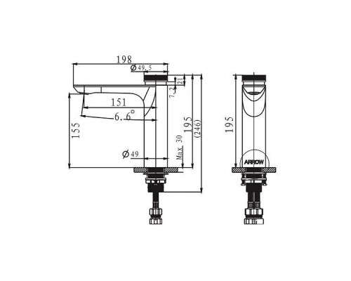 Смеситель для раковины Arrow AMP11872CP цвет Хром
