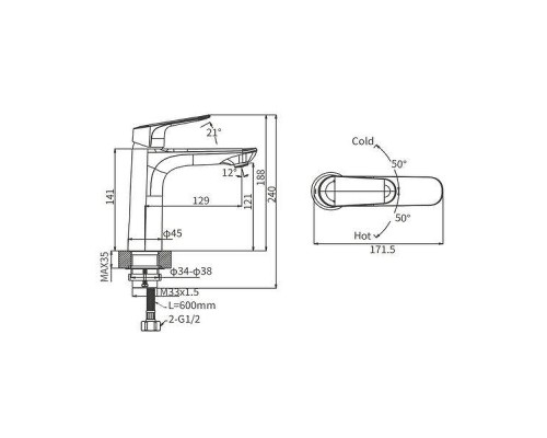 Смеситель для раковины Arrow AG4138CP цвет Хром