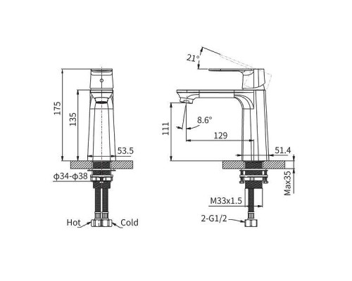 Смеситель для раковины Arrow AMP11848LJ цвет Золото