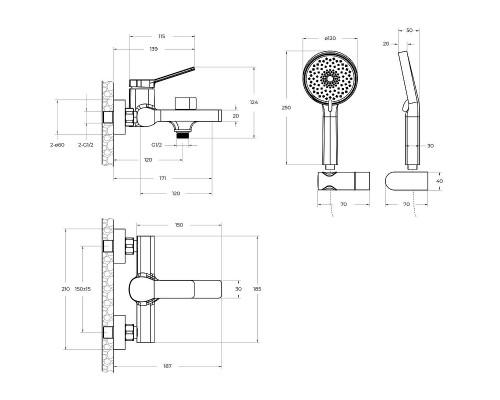 Смеситель для ванны BelBagno Albano ALBANO-VASM-CRM Хром