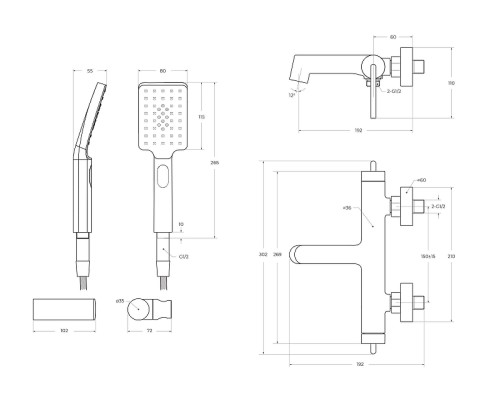 Смеситель для ванны BelBagno Acqua ACQUA-VASM/DFS-CRM цвет Хром